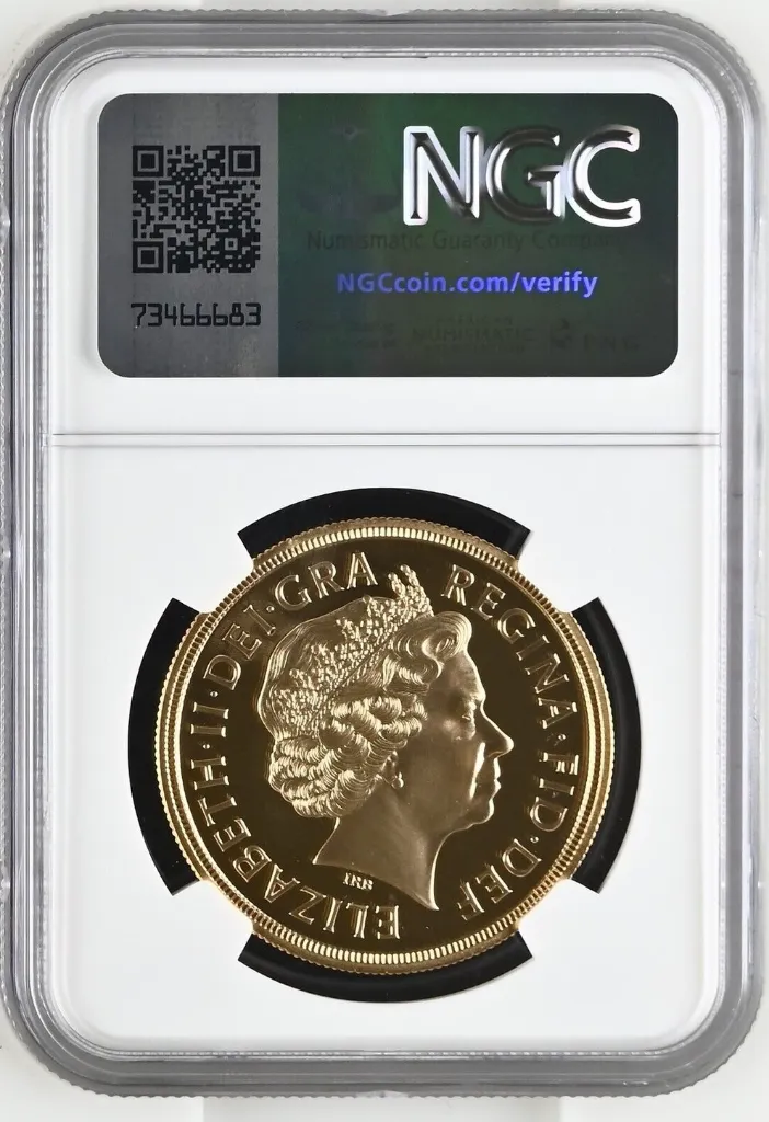 G.Britain 5SOV 2012 Gold 5 Sovereign - Diamond Jubilee - NGC PF70 Ultra Cameo - Unique Design! NGC PF 70 ULTRA CAMEO - achterkant.webp