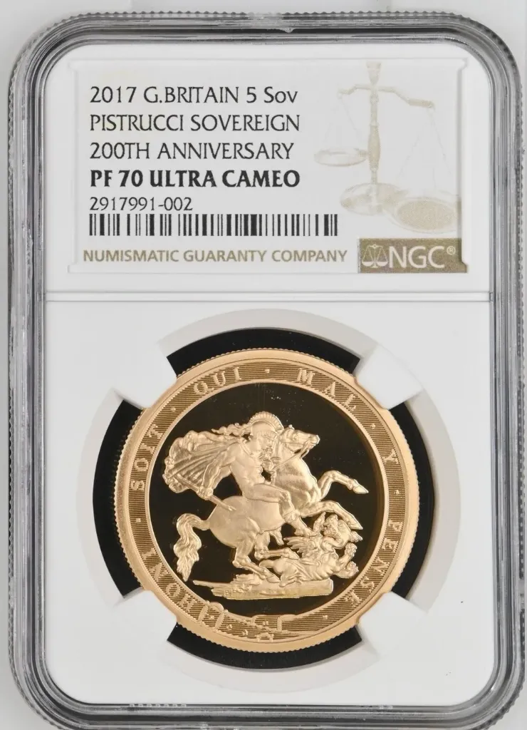 G.Britain 5SOV Rare 2017 Gold 5 Sovereign - 200th Anniversary - NGC PF70 UC- Low Mintage NGC PF 70 ULTRA CAMEO