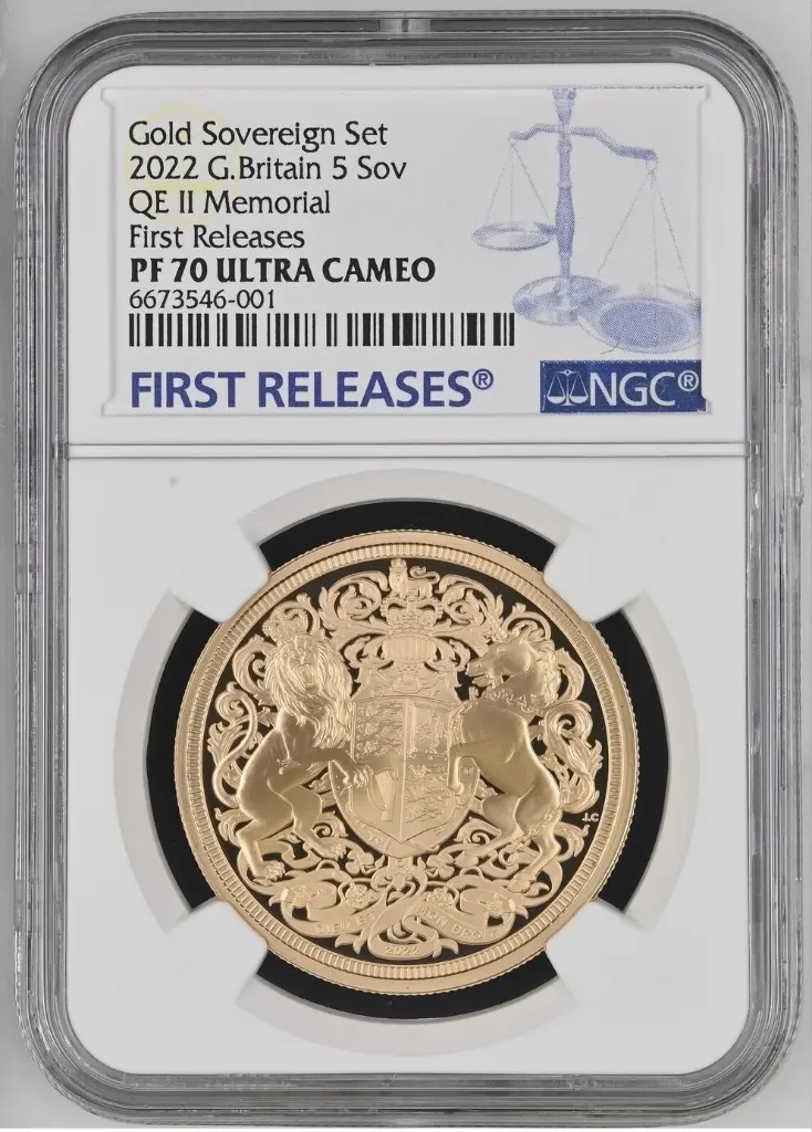 G.Britain 5SOV Historic 2022 Memorial Gold Proof £5 Sovereign - First King Charles III Portrait NGC PF 70 ULTRA CAMEO